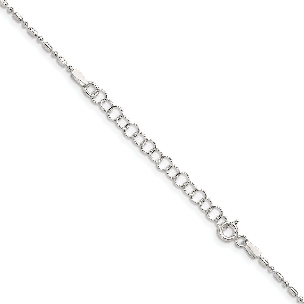 Sterling Silver 1.5mm Fancy Beaded Chain With Extension ext.