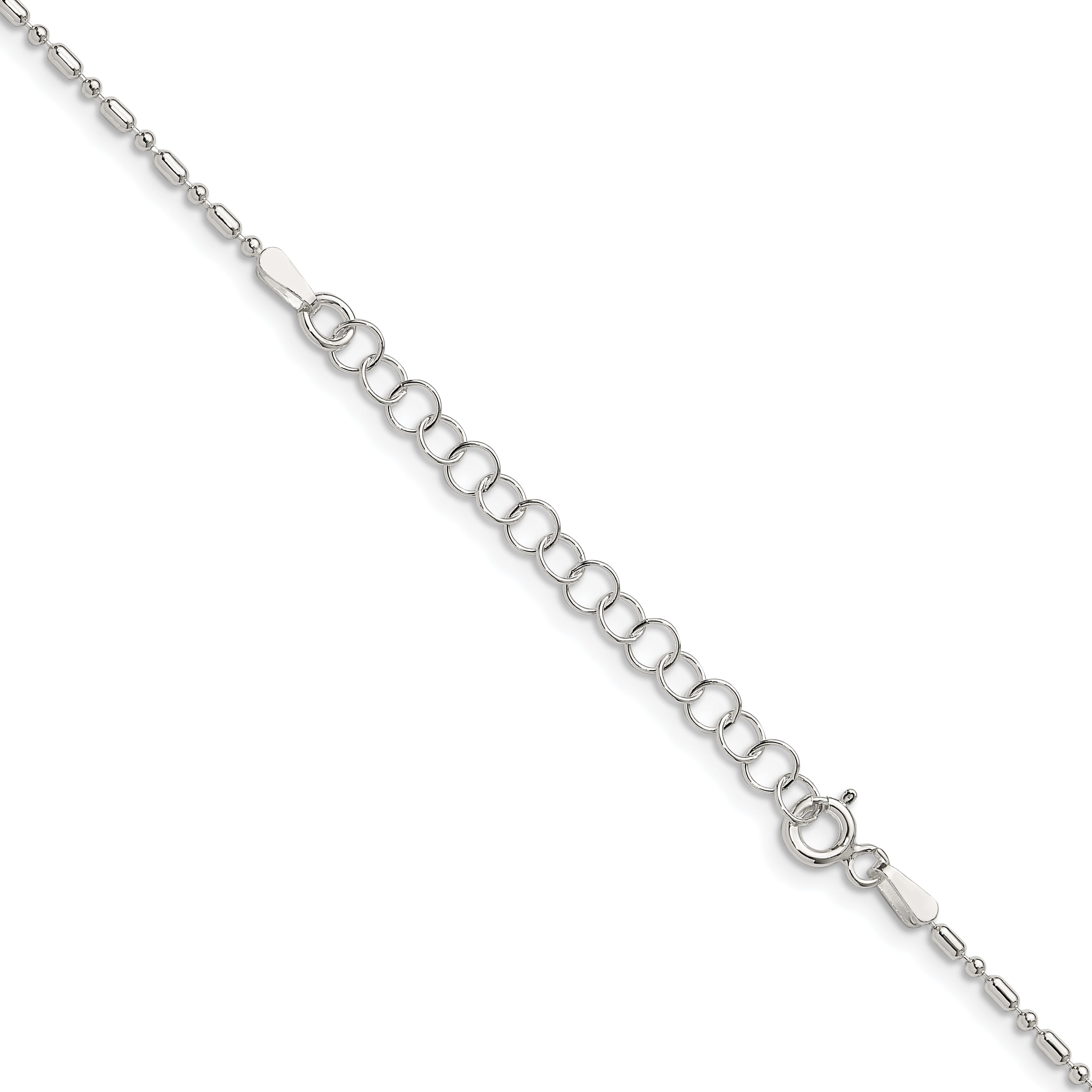 Sterling Silver 1.5mm Fancy Beaded Chain With Extension ext.