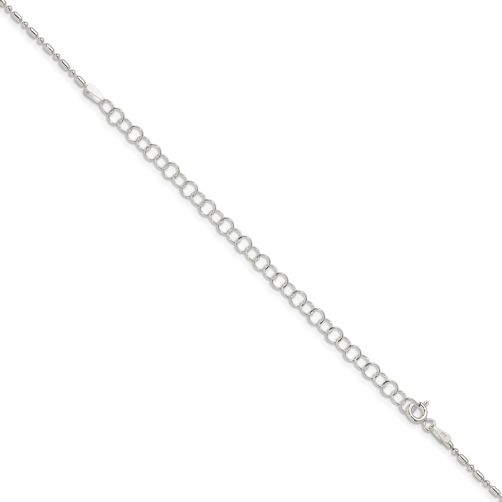Sterling Silver 1.5mm Fancy Beaded Chain With Extension ext.