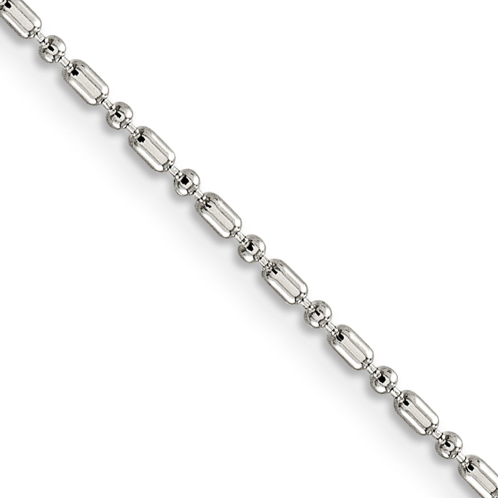 Sterling Silver 1.5mm Fancy Beaded Chain Anklet