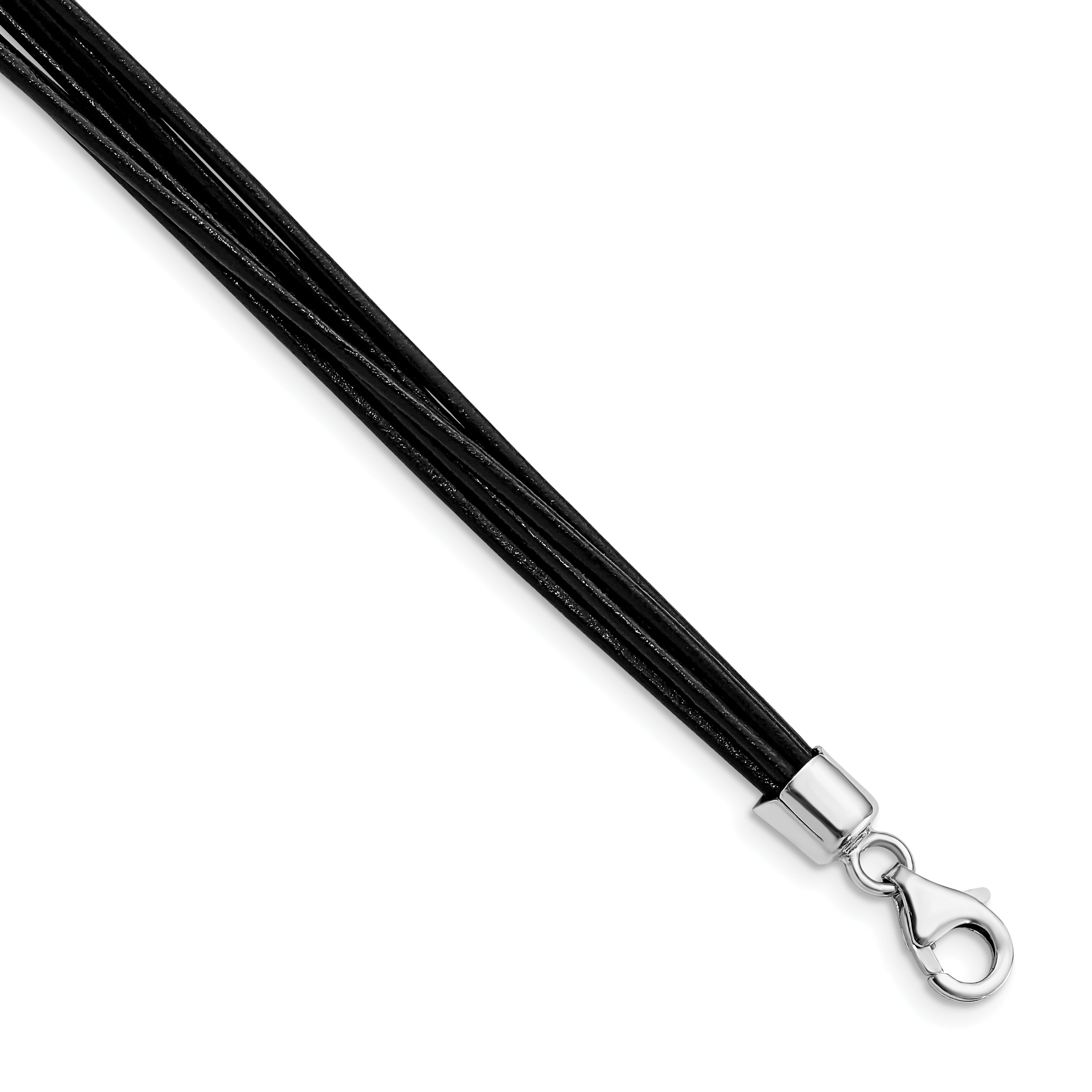 Sterling Silver Rhodium-plated 16inch Black Multi-Cord Leather Necklace Main image