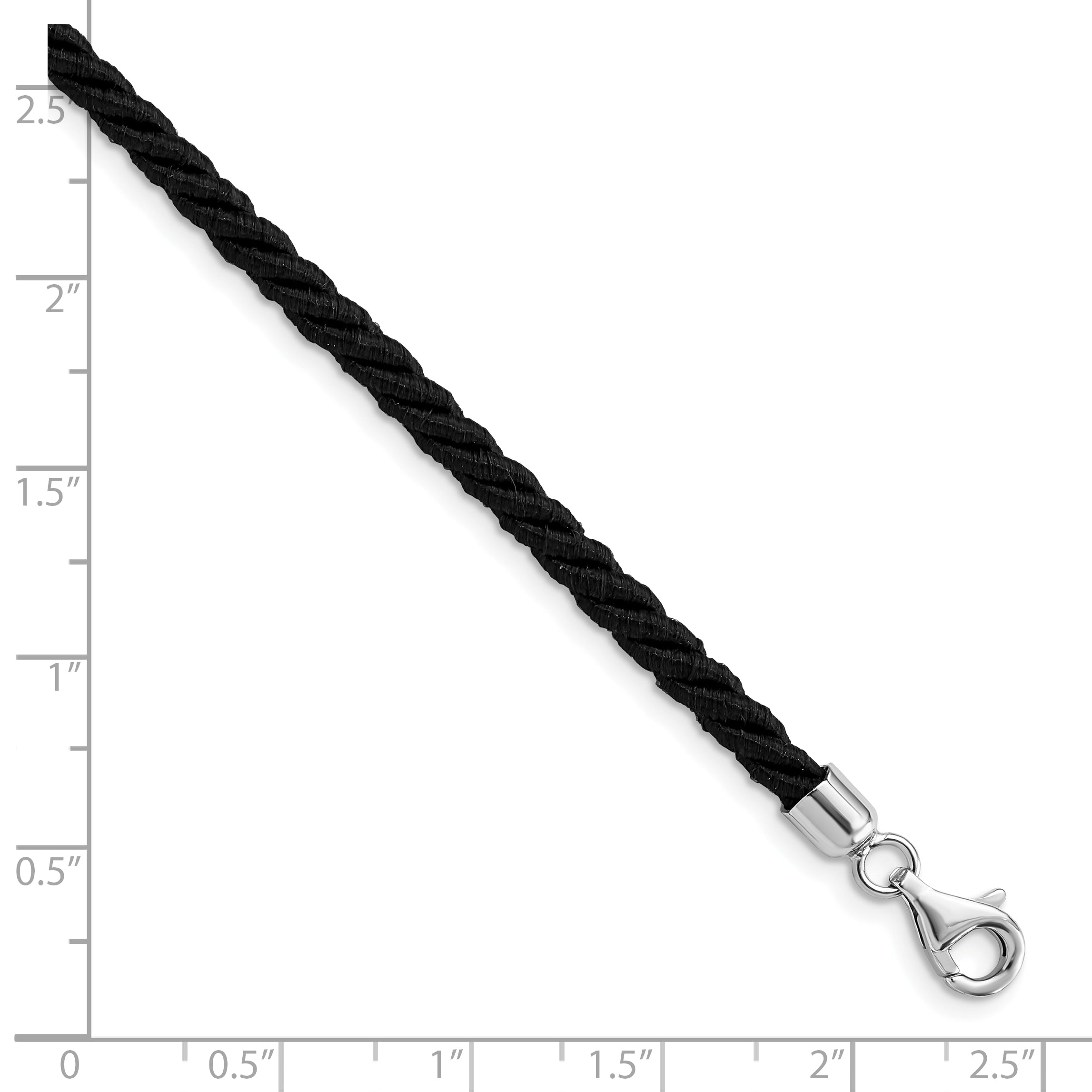 Sterling Silver Rhodium-plated 16inch Black Satin Cord Necklace Secondary image