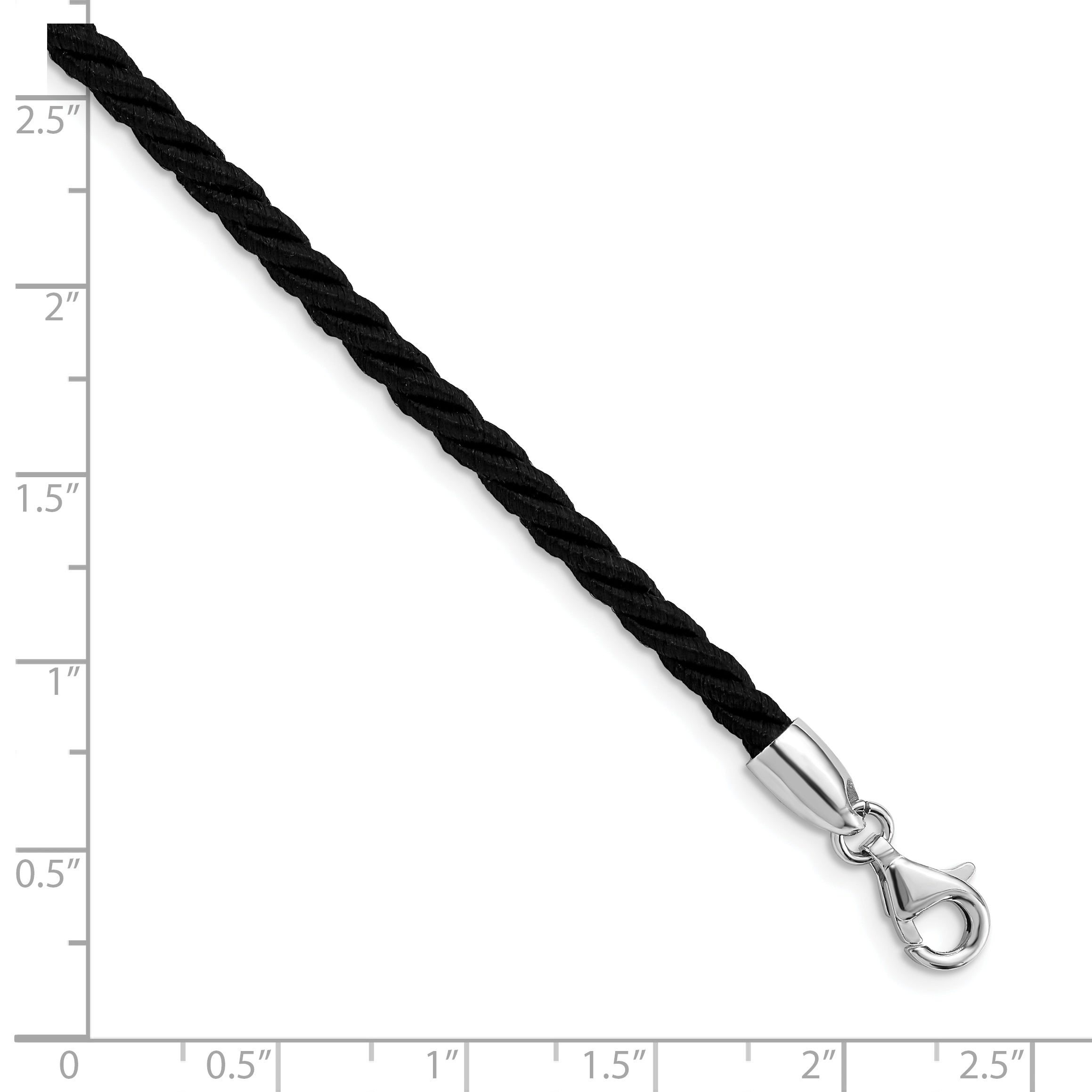 Sterling Silver Rhodium-plated 18inch Black Satin Cord Necklace