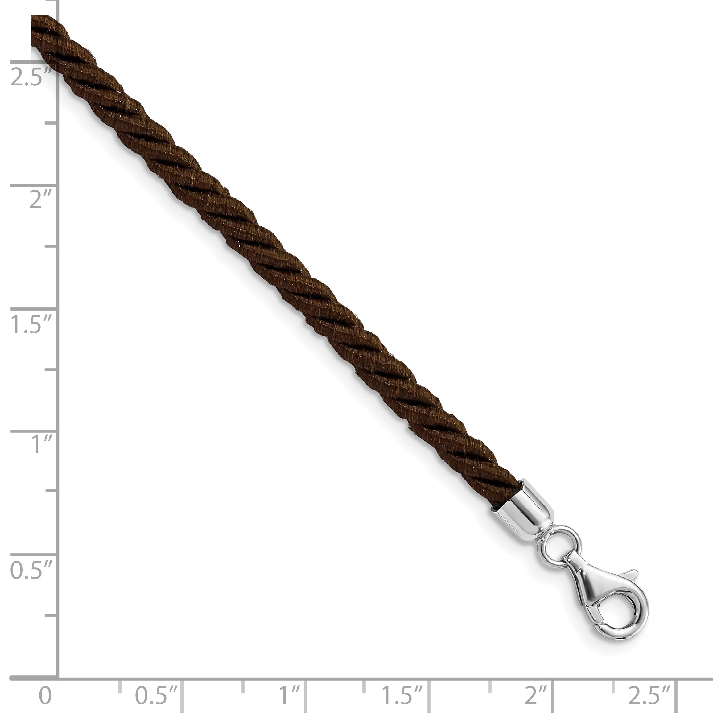 Sterling Silver Rhodium-plated 16inch Brown Satin Cord Necklace
