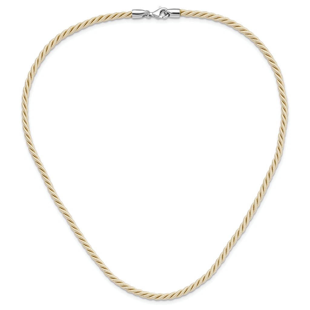 Sterling Silver Rhodium-plated 18inch Cream Satin Cord Necklace