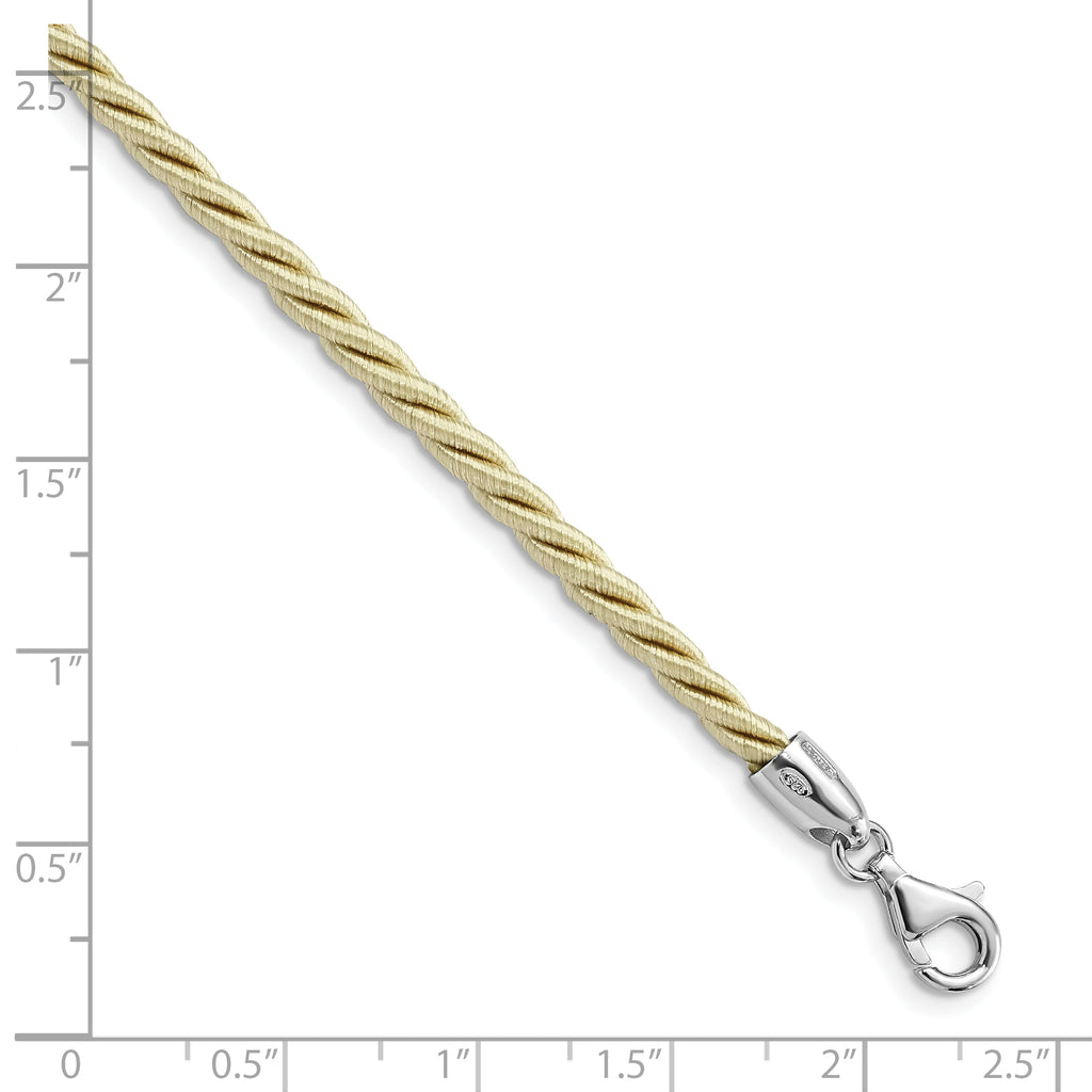 Sterling Silver Rhodium-plated 18inch Cream Satin Cord Necklace