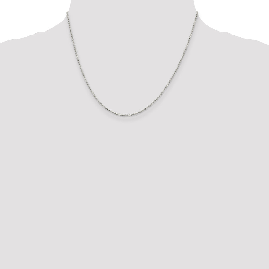 Sterling Silver 1.5mm Beaded Chain Anklet