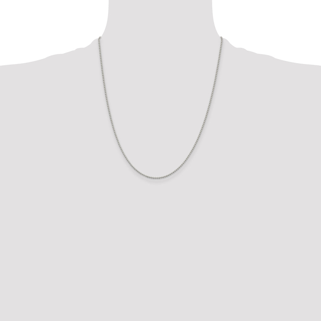 Sterling Silver 1.5mm Beaded Chain Anklet