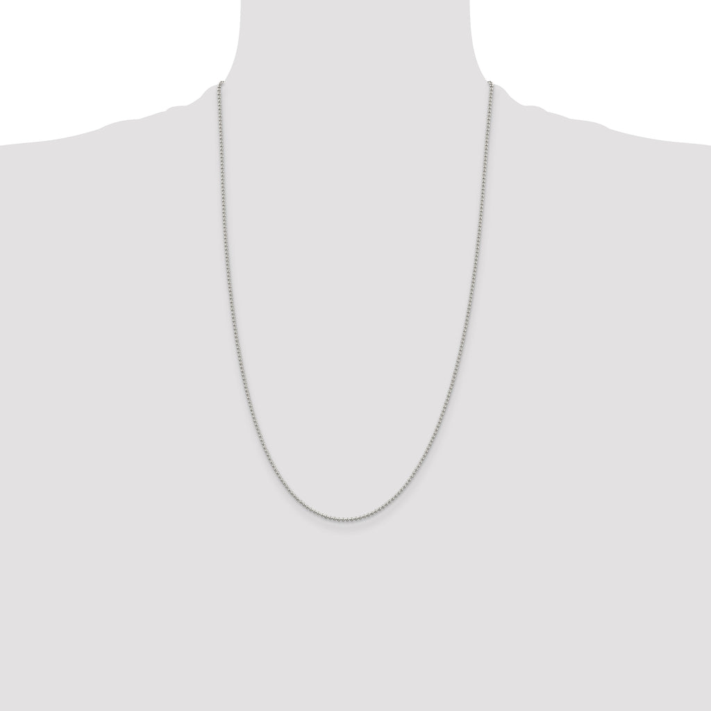 Sterling Silver 1.5mm Beaded Chain Anklet