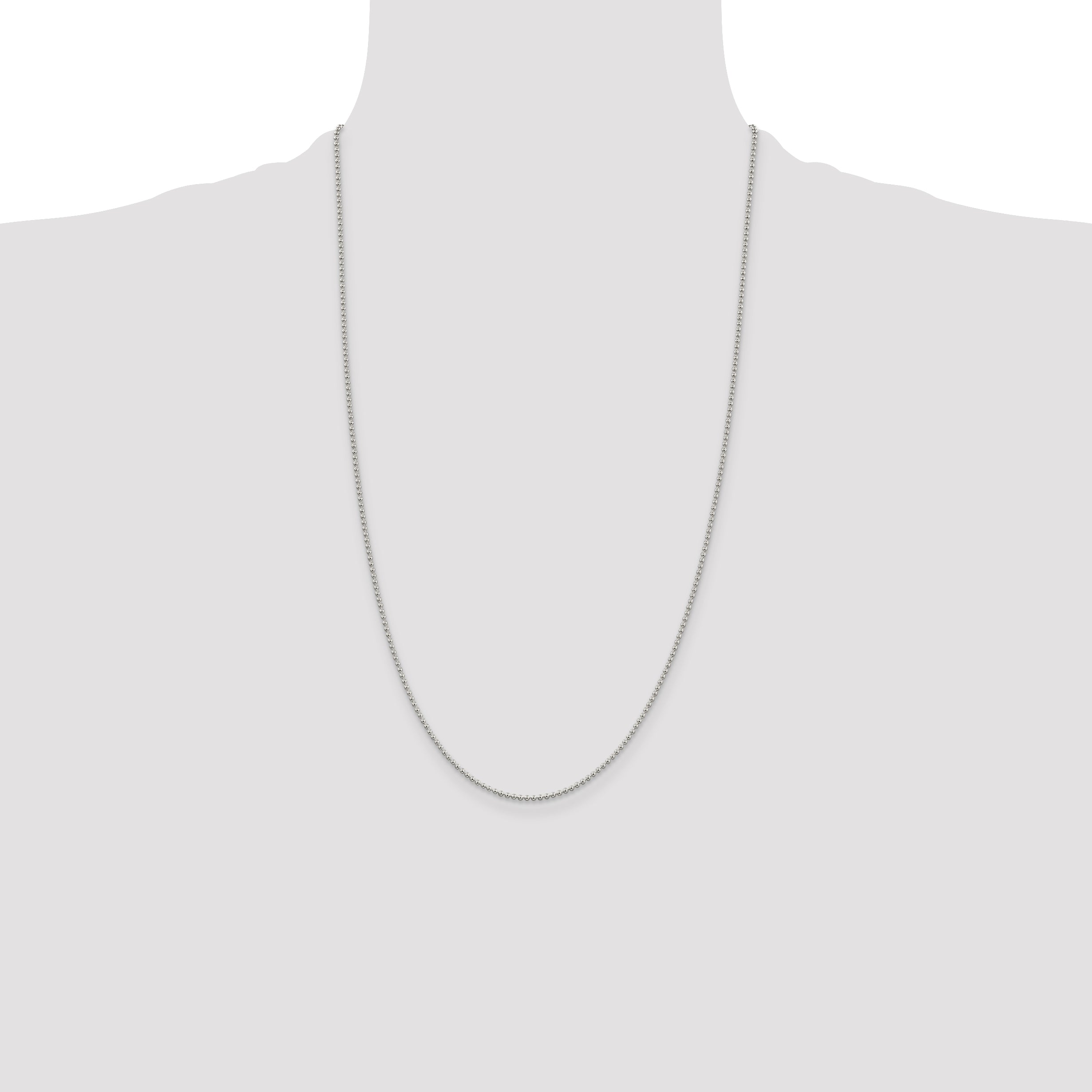 Sterling Silver 1.5mm Beaded Chain Anklet