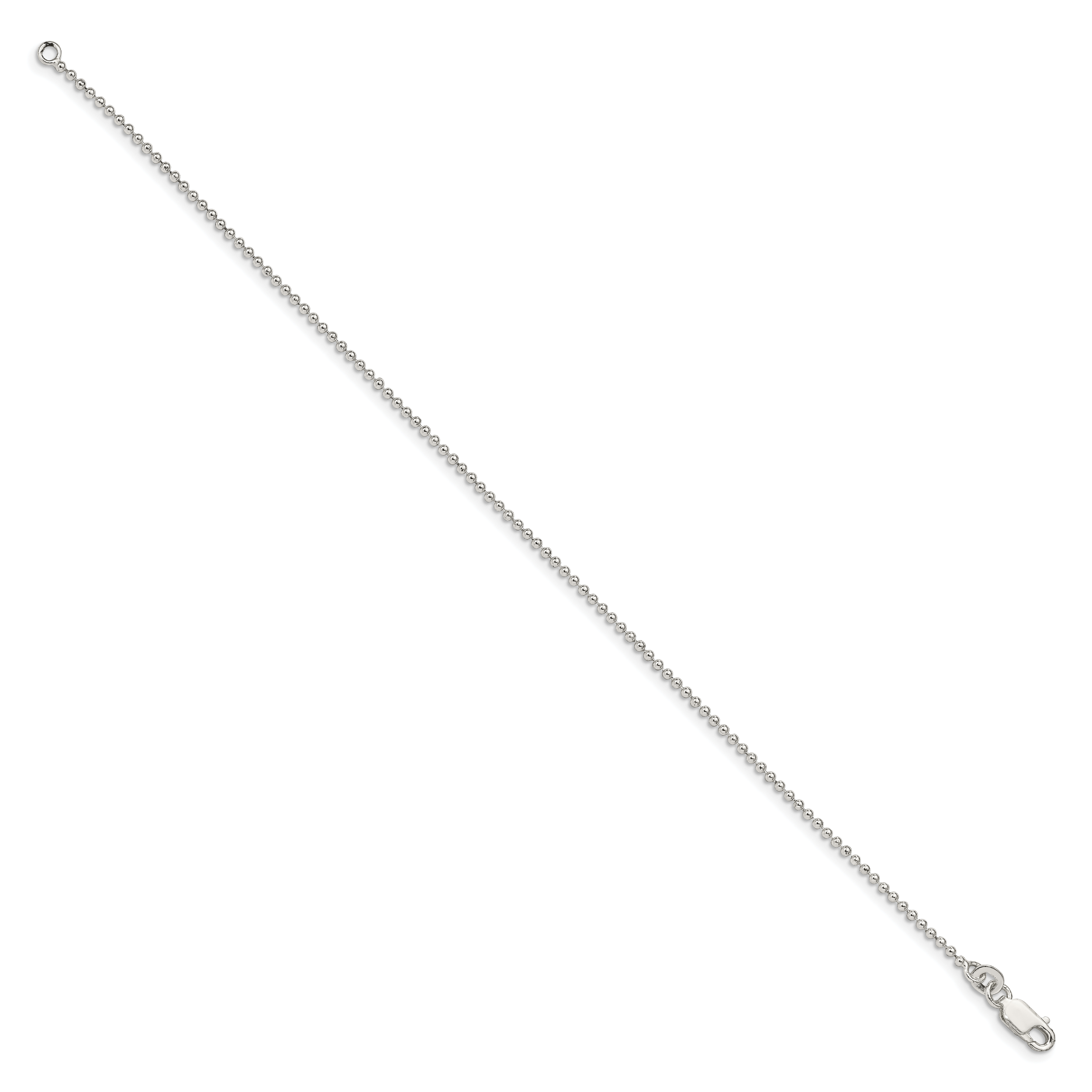 Sterling Silver 1.5mm Beaded Chain Anklet Secondary image