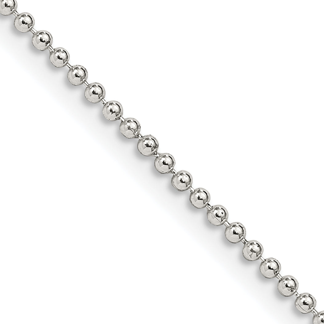 Sterling Silver 1.5mm Beaded Chain Anklet