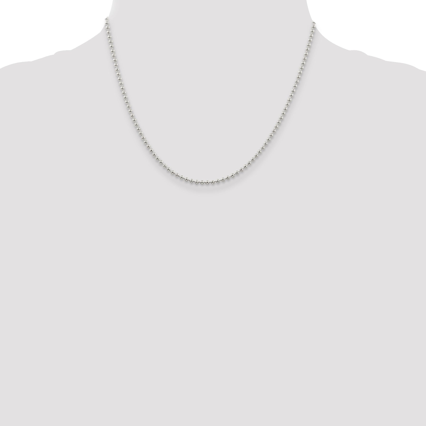 Sterling Silver 2.35mm Beaded Chain With 2in ext.