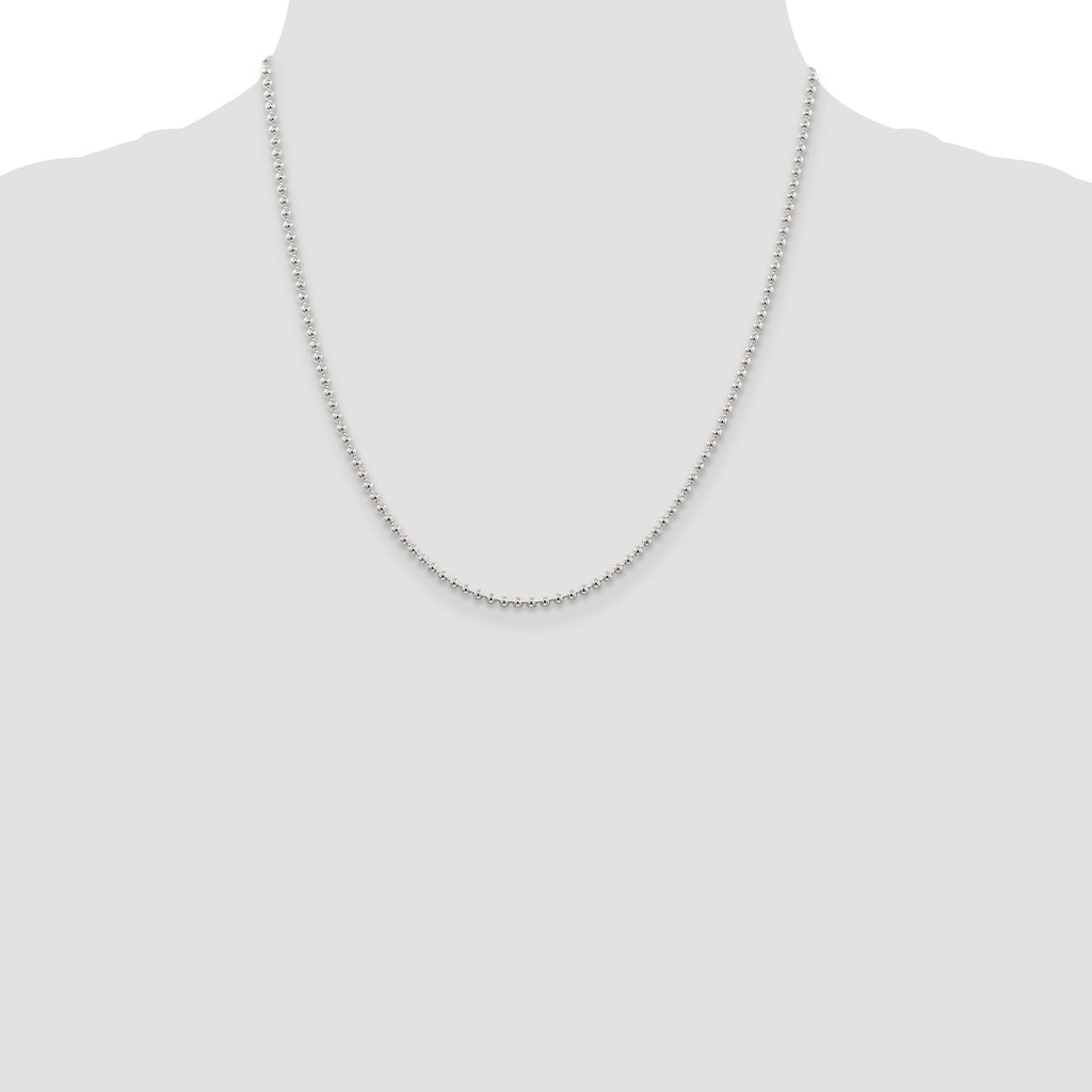 Sterling Silver Beaded Chain Necklace 2.35mm