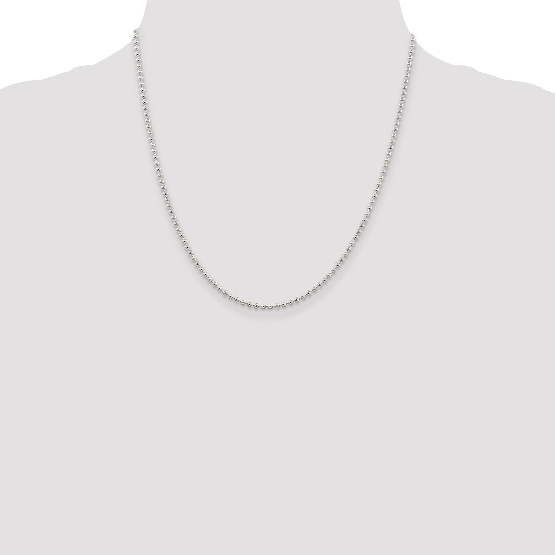 Sterling Silver Beaded Chain Necklace 2.35mm