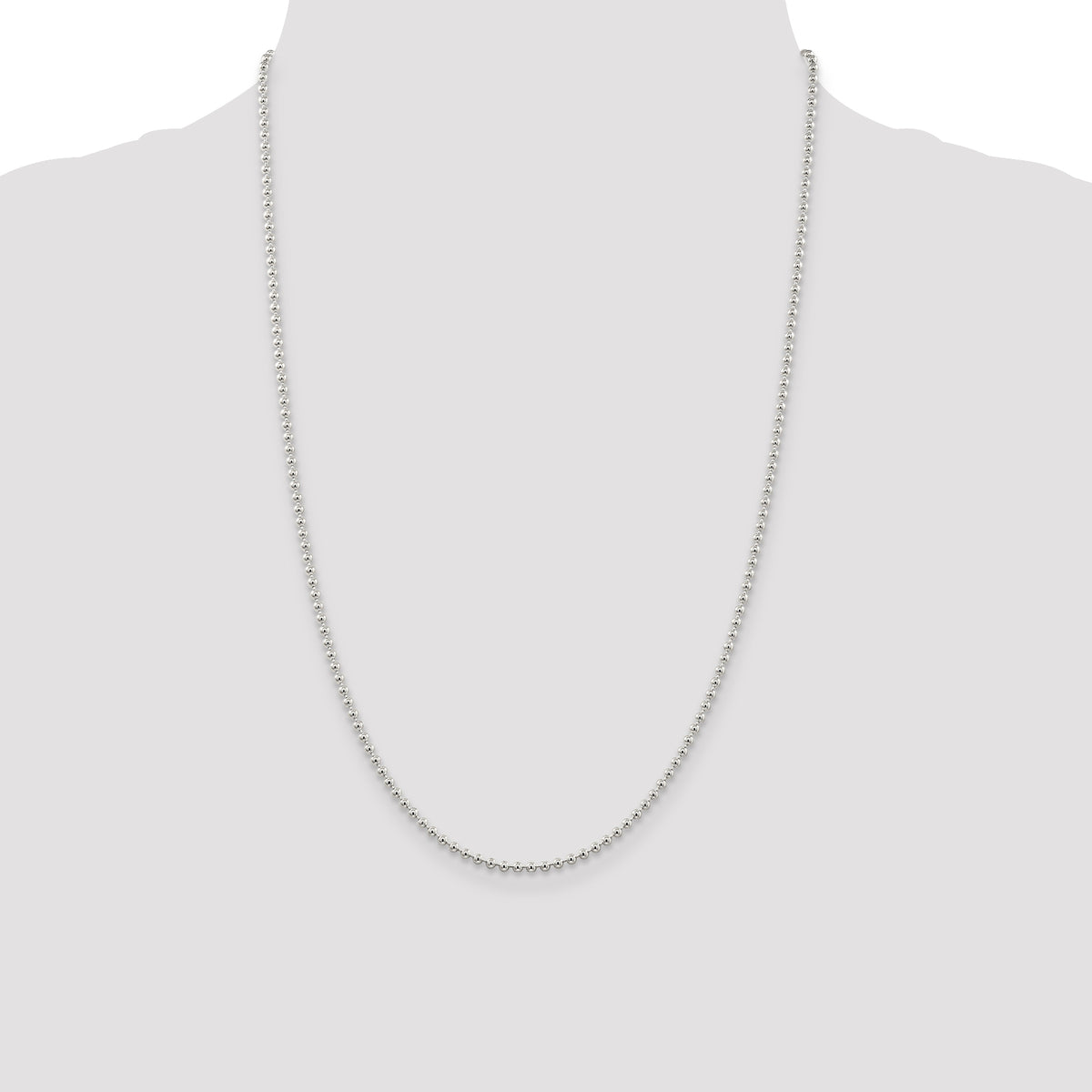 Sterling Silver 2.35mm Beaded Chain