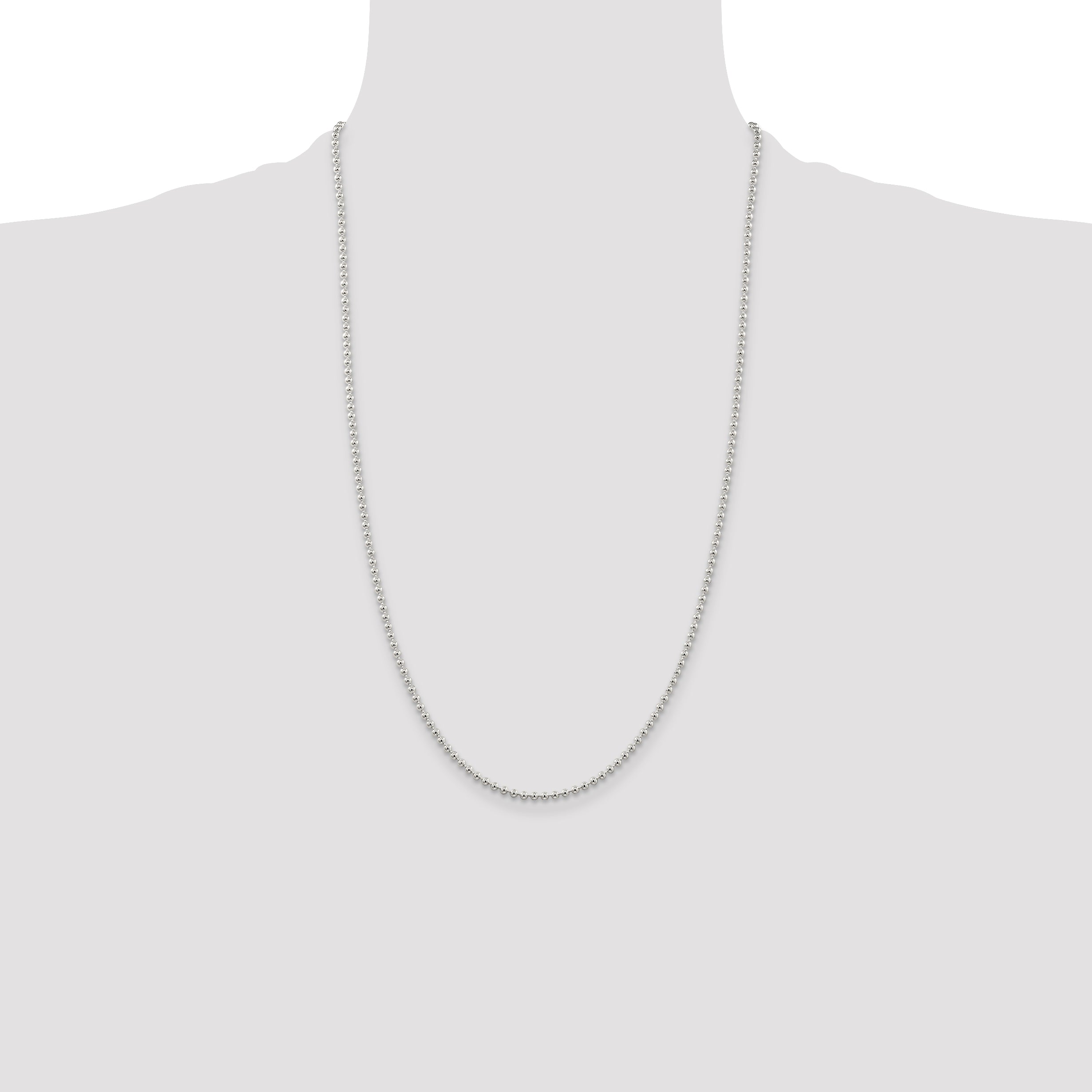 Sterling Silver 2.35mm Beaded Chain