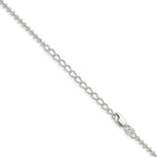 Sterling Silver 2.35mm Beaded Chain With Extension ext.