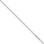 Sterling Silver 2.35mm Beaded Chain With Extension ext.