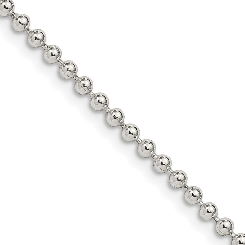 Sterling Silver Beaded Chain Necklace 2.35mm
