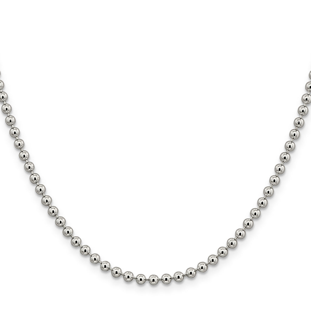 Sterling Silver Beaded Chain Necklace 3mm