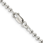 Sterling Silver Beaded Chain Necklace 3mm