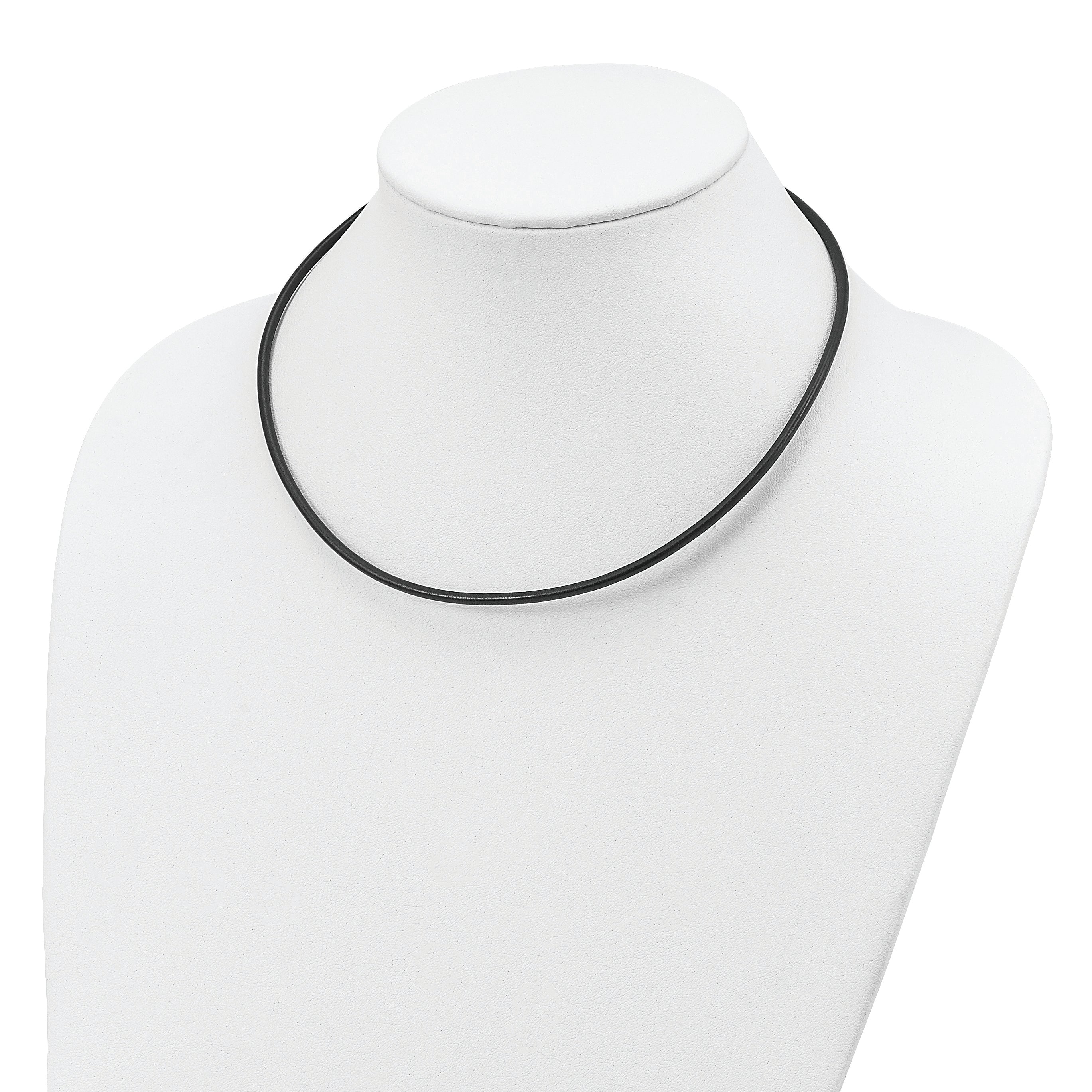 Sterling Silver 18inch 3mm Black Leather Necklace Secondary image