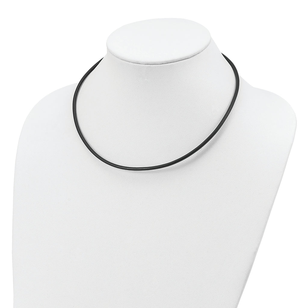 Sterling Silver 20inch 3mm Black Leather Cord Necklace