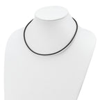 Sterling Silver 20inch 3mm Black Leather Cord Necklace
