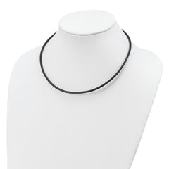 Sterling Silver 20inch 3mm Black Leather Cord Necklace