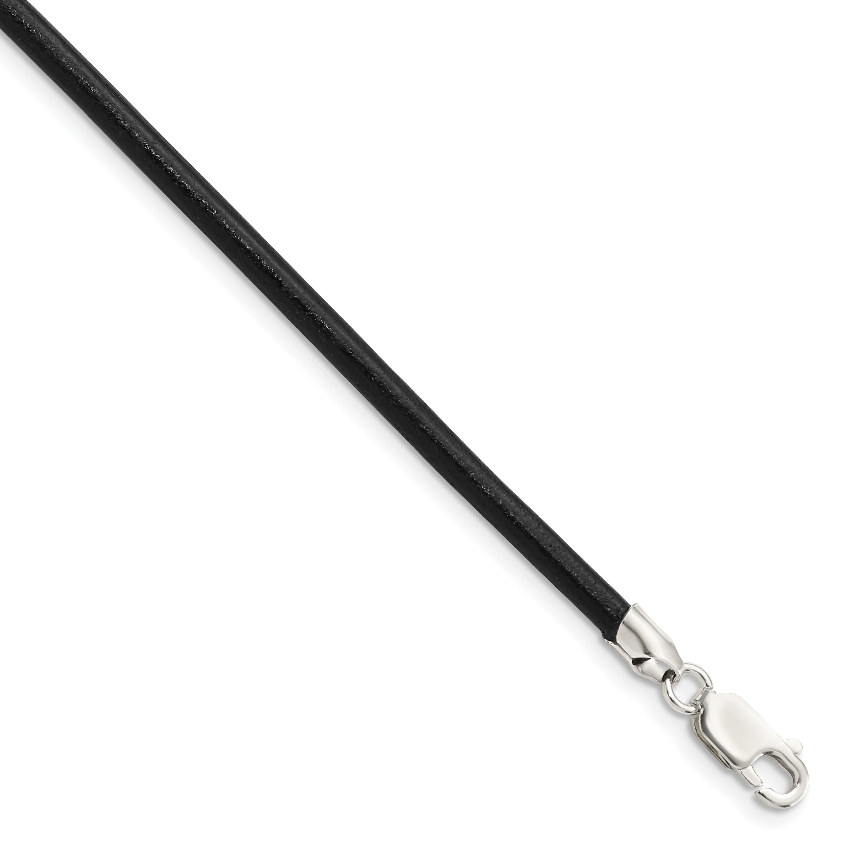 Sterling Silver 20inch 3mm Black Leather Cord Necklace Main image