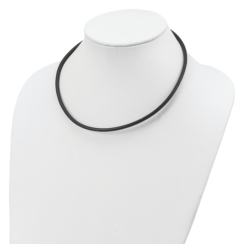 Sterling Silver 20inch 4mm Black Leather Necklace
