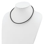 Sterling Silver 20inch 4mm Black Leather Necklace