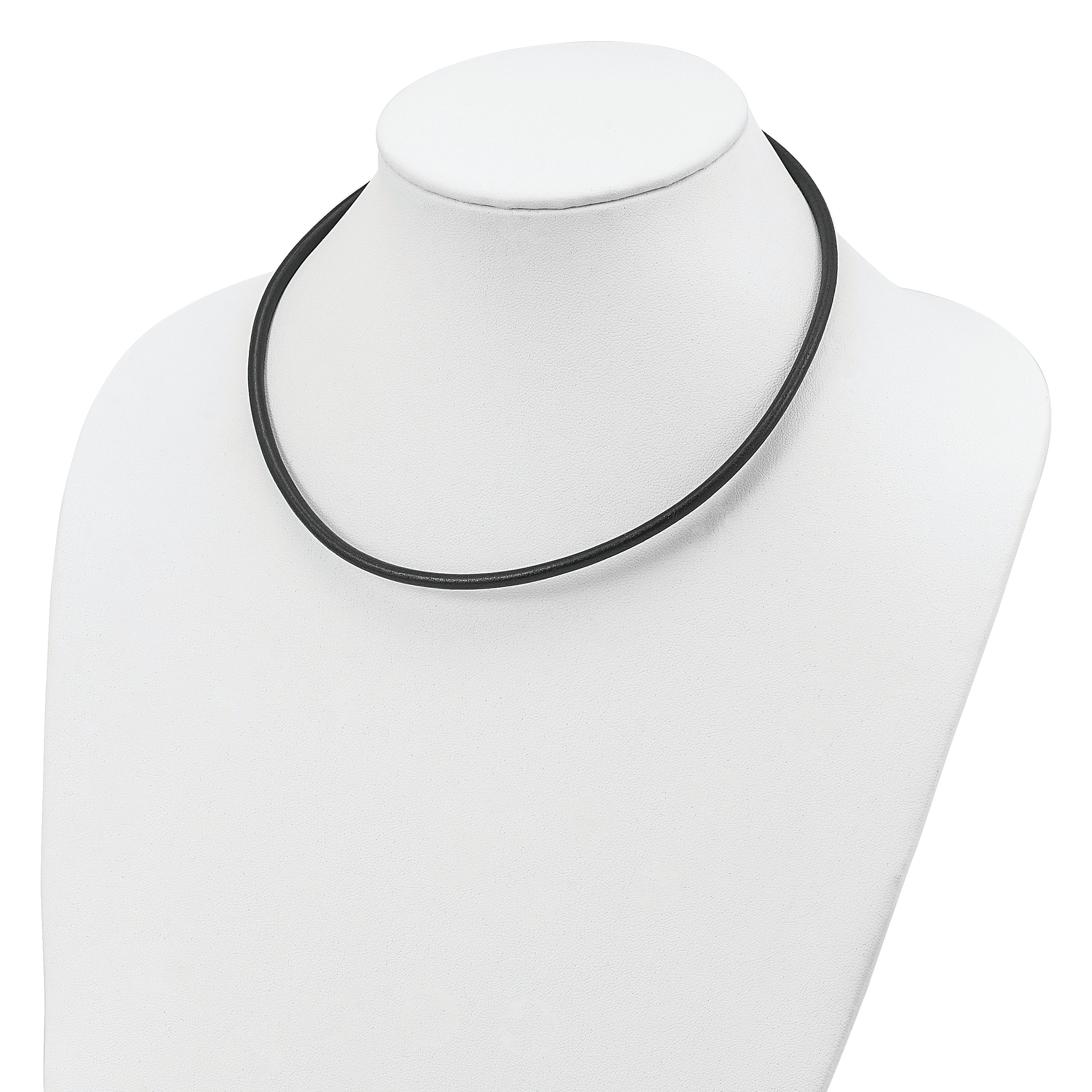 Sterling Silver 20inch 4mm Black Leather Necklace