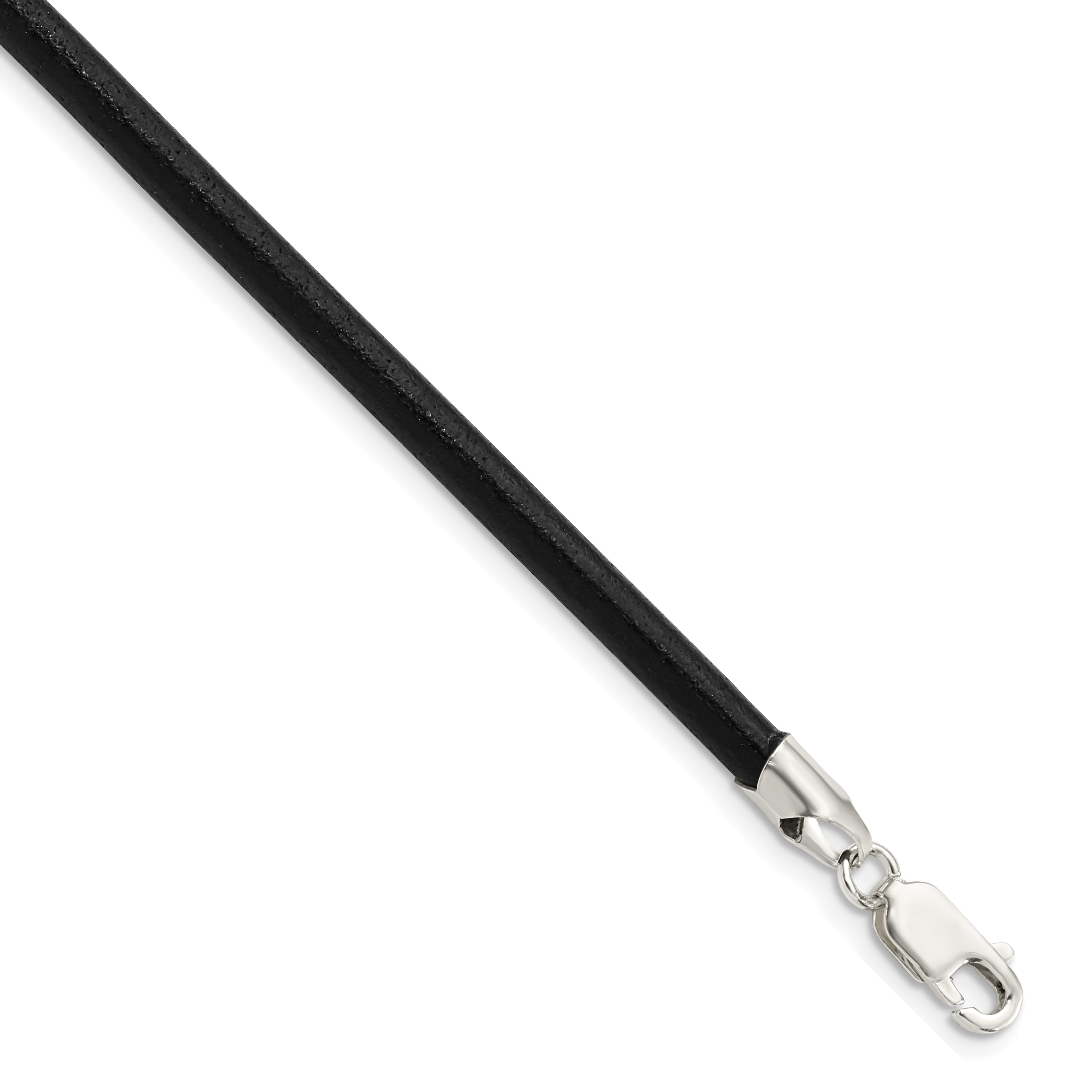Sterling Silver 20inch 4mm Black Leather Necklace Main image