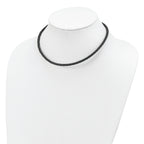Sterling Silver 20inch 4mm Black Leather Braided Necklace