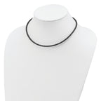 Sterling Silver 20inch 3mm Black Leather Braided Necklace