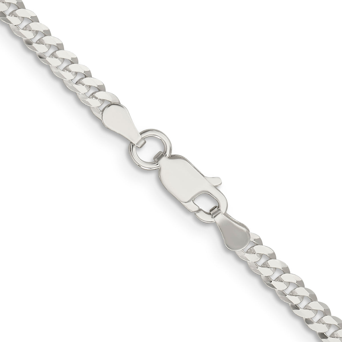 Flat Curb Chain in Sterling Silver, 3.15mm - Sophia Jewelers