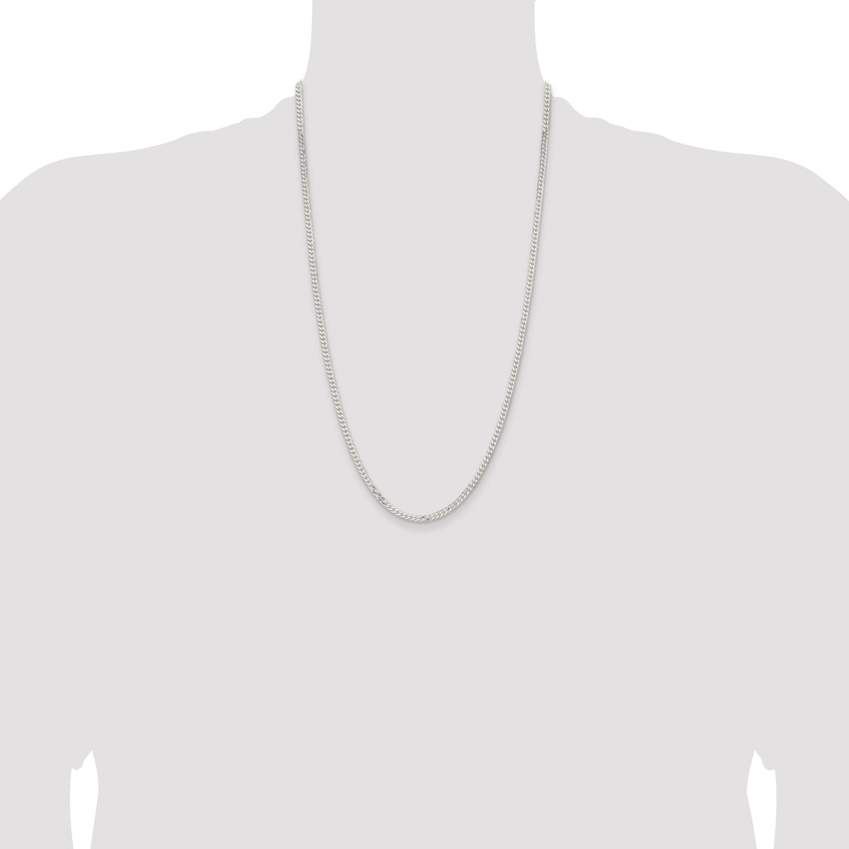 Flat Curb Chain in Sterling Silver, 3.15mm - Sophia Jewelers