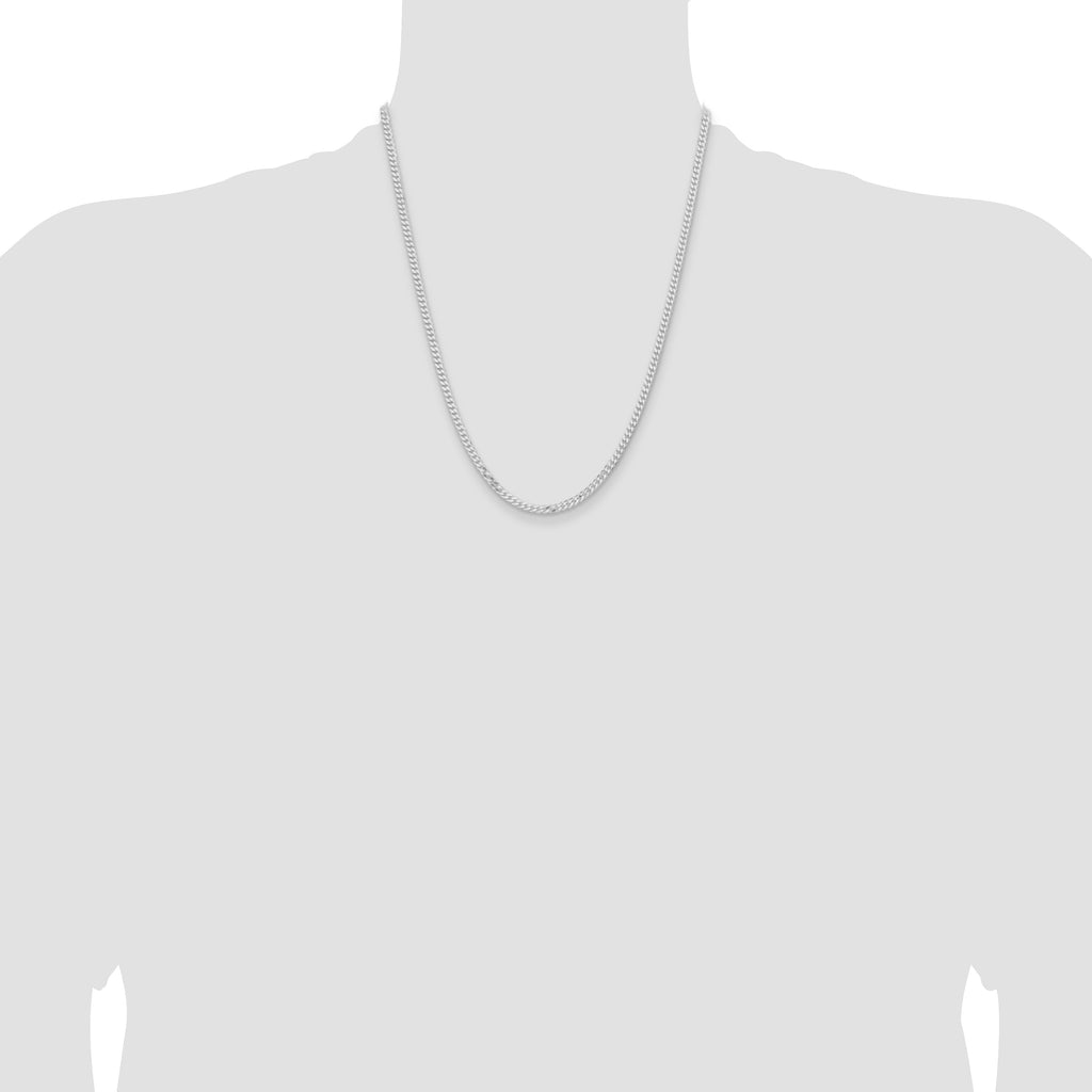 Sterling Silver Rhodium-plated 3.15mm Flat Curb Chain