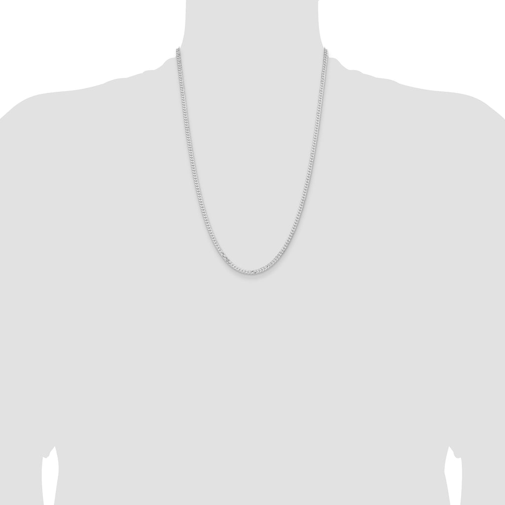 Sterling Silver Rhodium-plated 3.15mm Flat Curb Chain