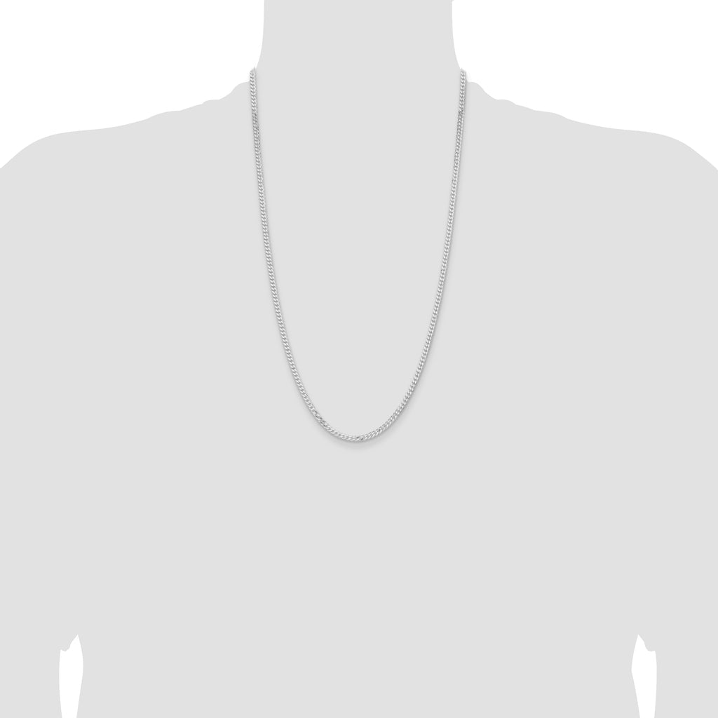 Sterling Silver Rhodium-plated 3.15mm Flat Curb Chain