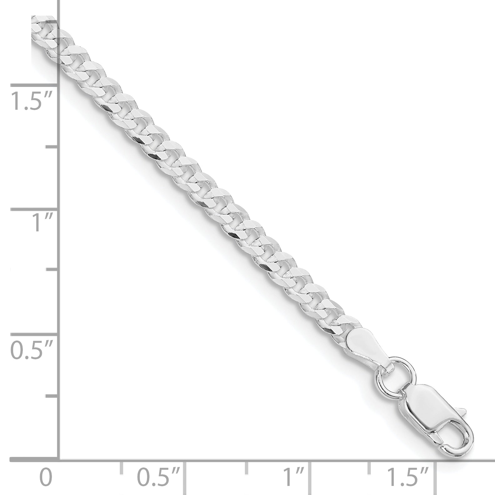 Flat Curb Chain Necklace in Sterling Silver, 3.15mm Secondary image