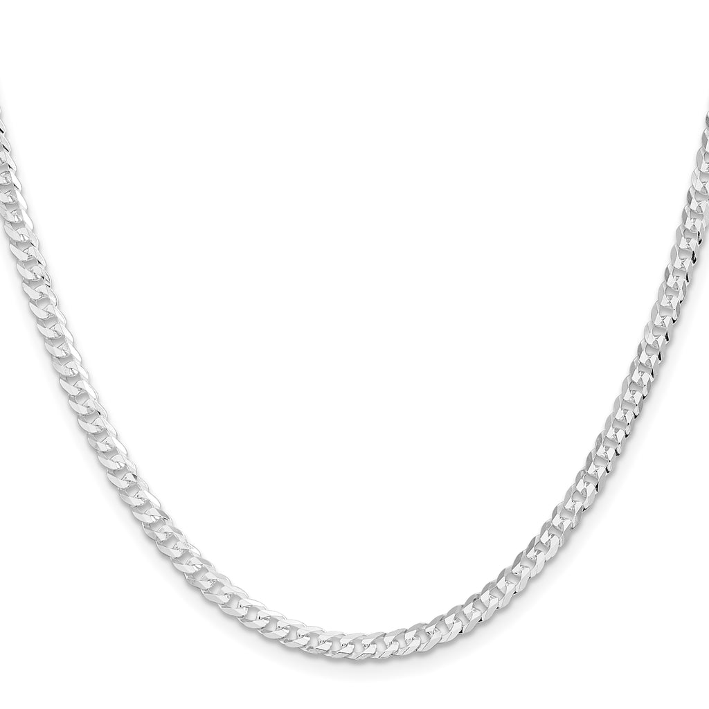 Sterling Silver Rhodium-Plated Curb Chain Necklace 3.8mm