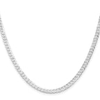 Sterling Silver Rhodium-Plated Curb Chain Necklace 3.8mm