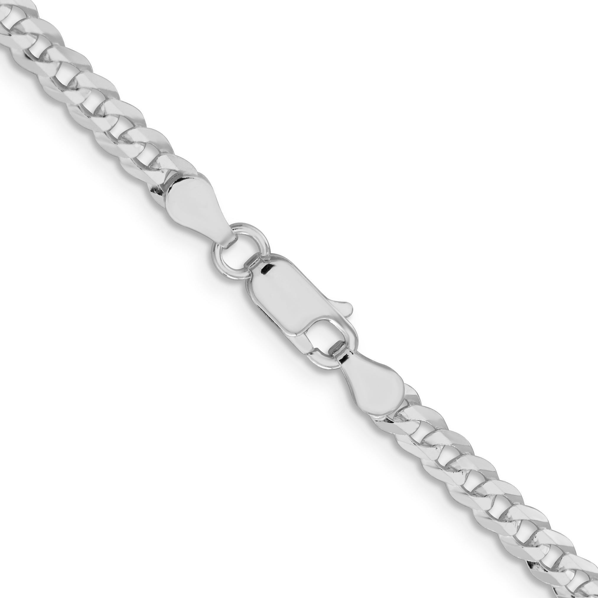 Sterling Silver Rhodium-Plated Curb Chain Necklace 3.8mm