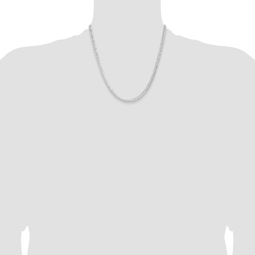 Sterling Silver Rhodium-Plated Curb Chain Necklace 3.8mm