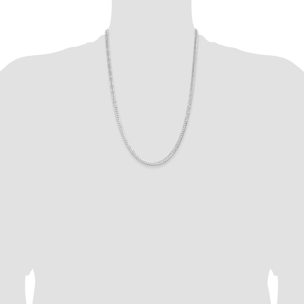 Sterling Silver Rhodium-plated 3.8mm Flat Curb Chain