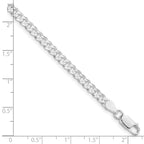 Rhodium-Plated Flat Curb Chain in Sterling Silver, 3.8mm - Sophia Jewelers