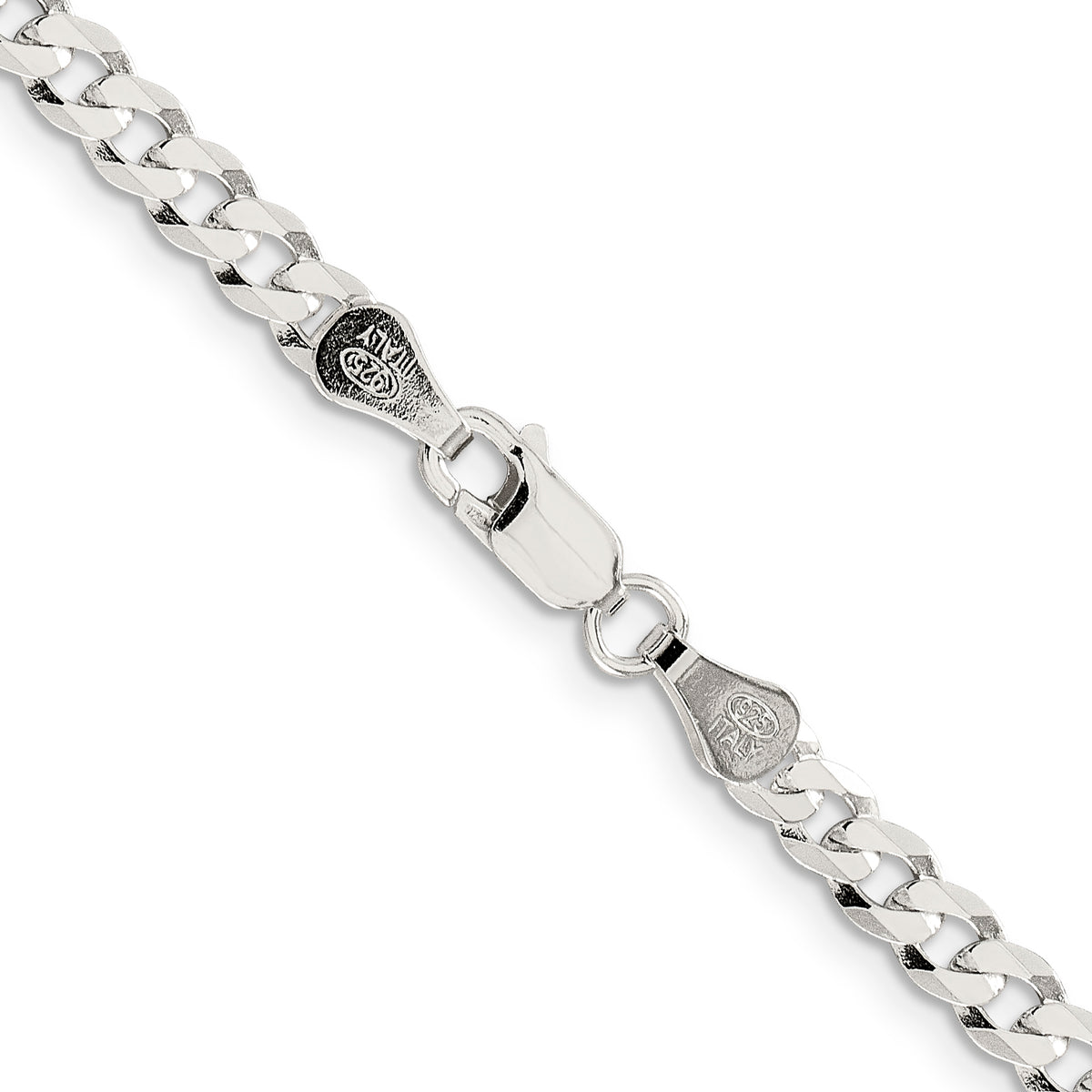 Flat Curb Chain in Sterling Silver, 4.7mm - Sophia Jewelers